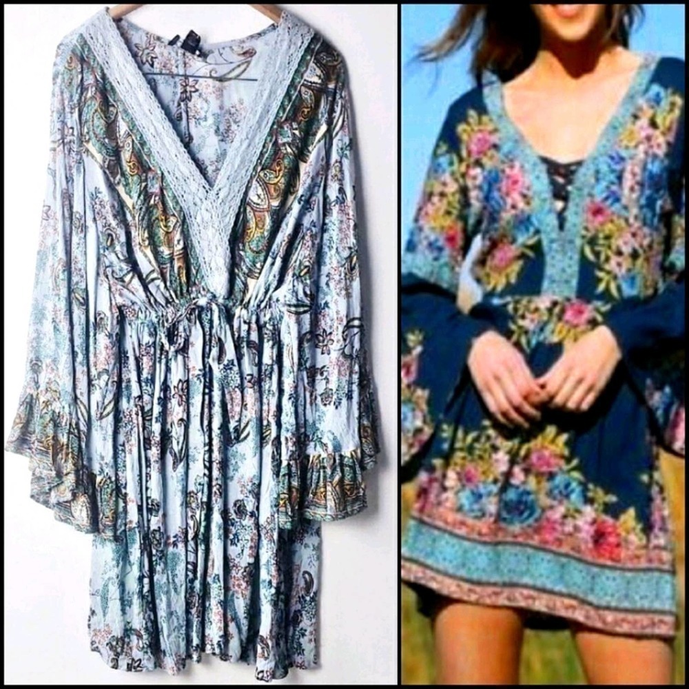 ANGIE Bohemian Plus Size Mini Dress 2X.
